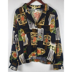 Rare Vintage Kensington Square Boho Global Travel Tribal Eclectic Shacket Sz L/M